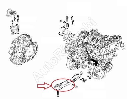 Silentblok motora Fiat Ducato od 2021 2,2D spodný, automatická prevodovka
