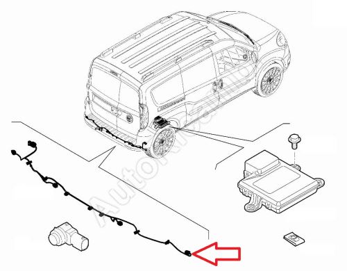 Kabeláž parkovacích snímačov Fiat Doblo 2015-2022 zadná