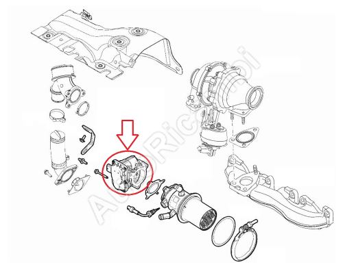 Škrtiaca klapka Fiat Ducato od 2021 2,2D, Doblo 2016-2021 1,6D - nízkotlakový okruh