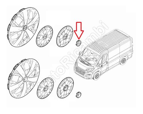 Krytka kolesa Opel Movano od 2021 stredová pre alu disky, 60mm