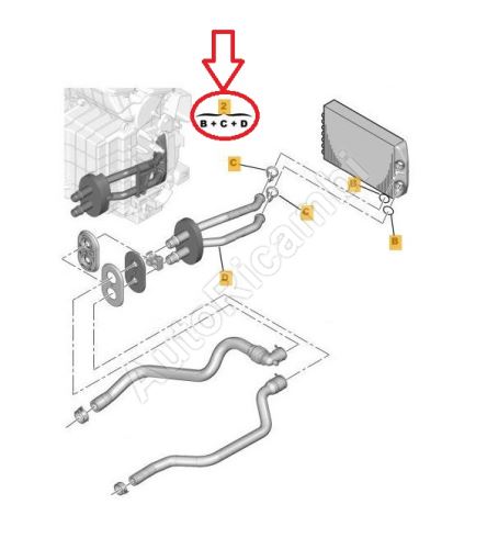 Potrubie radiatoru kúrenia Citroën Berlingo, Peugeot Partner 2008-2018